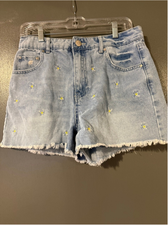Banjara Pants - Women's Banjara Light Blue Daisy Embroidered Jean Shorts Size 29